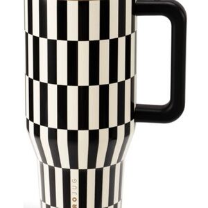 Checkered Black and White Travel Mug HydroJug